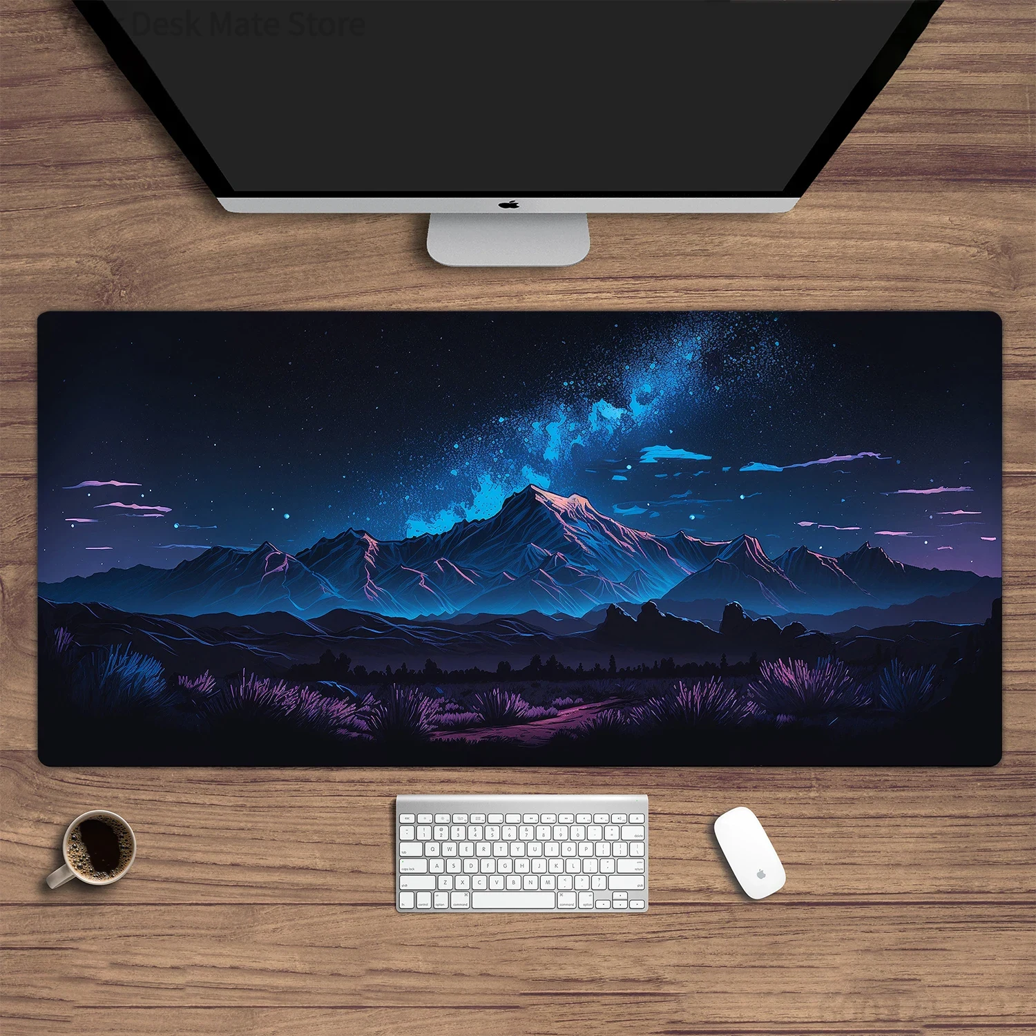 Desk Setup Blue - 신상품 서부 산맥의 밤의 블루 오로라,