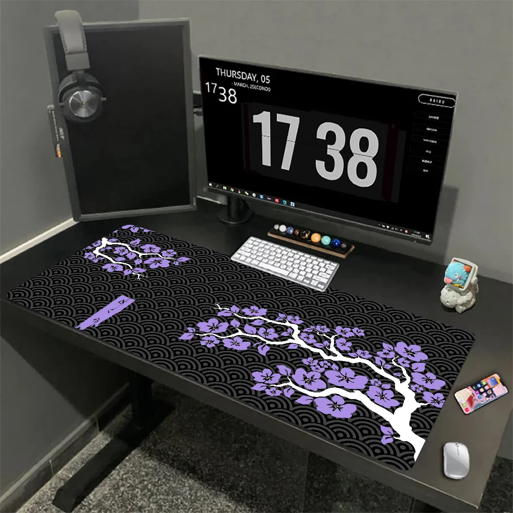 Desk Setup Anime - 사쿠라 1000x500mm XXL 잠금 가장자리 마우스