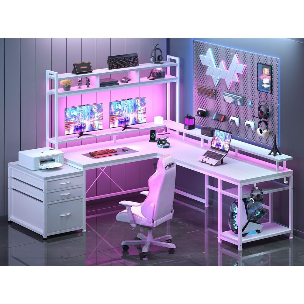 104인치 L자형 책상, 2인용 홈 오피스용, 4가지  - Desk Setup No Computer 리뷰 및 가격
