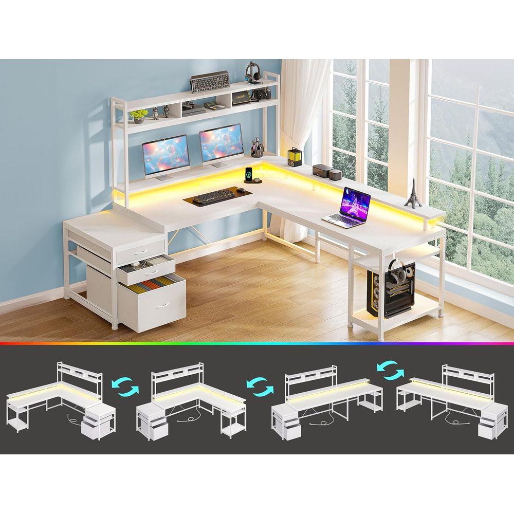 104인치 L자형 책상, 2인용 홈 오피스용, 4가지  - Desk Setup No Computer 리뷰 및 가격