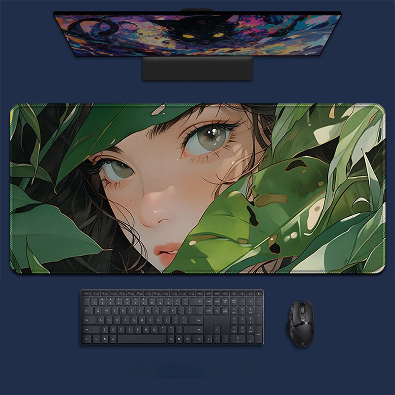 애니메이션 소녀 숲 풍경 대형 게임용 마우스 패드 녹색 - Desk Setup Natural 리뷰 및 가격