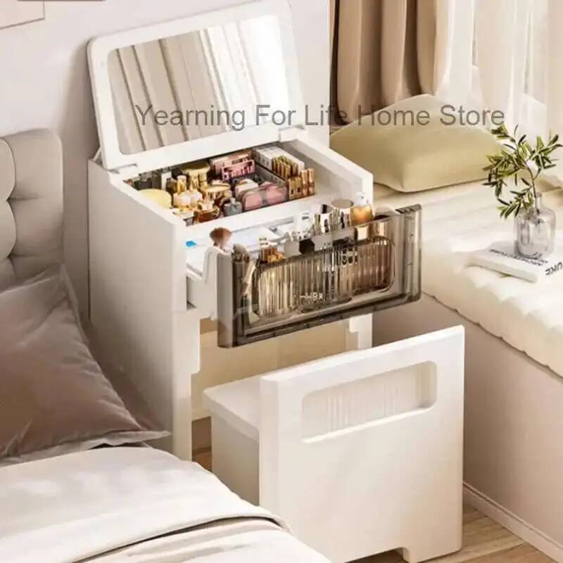 서랍과 거울이 있는 3-in-1 소형 화장대 세트, 침 - Desk Setup Bedroom 리뷰 및 가격