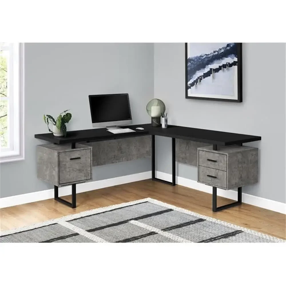 홈 오피스용 수납공간이 있는 L자형 70 컴퓨터 책상, - Desk Setup Black 리뷰 및 가격