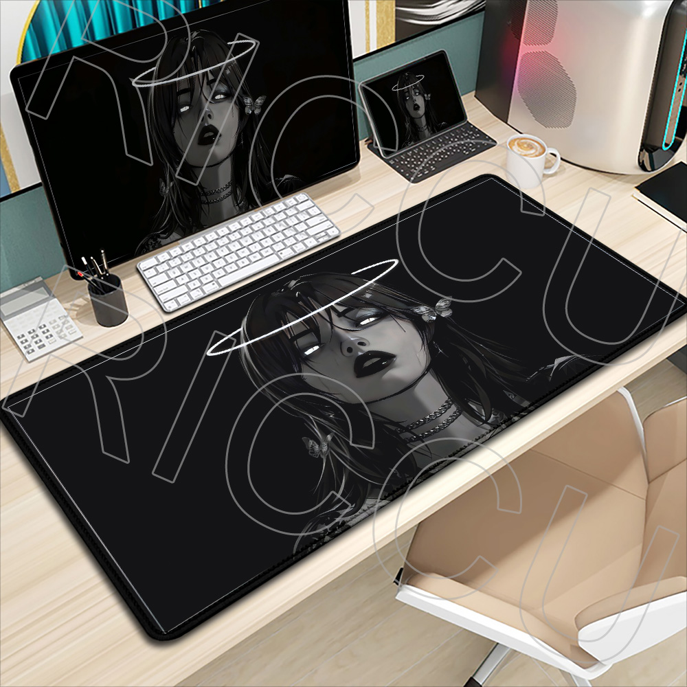 애니메이션 소녀 블랙 다크 스타일 수녀 데스크 매트 고 - Desk Setup Black 리뷰 및 가격