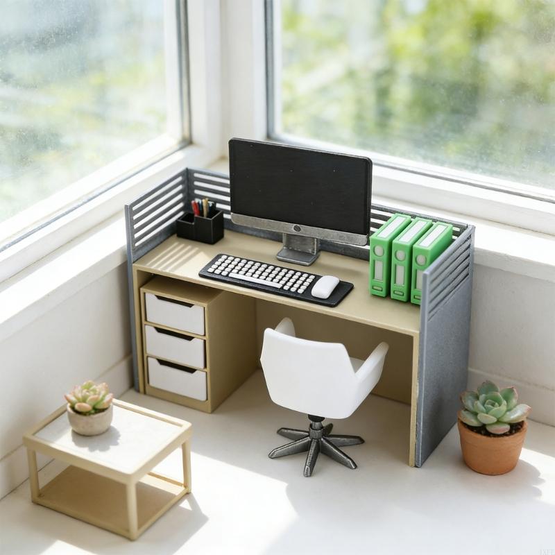 상세한 장면 배치를 위한 의자와 쓰레기통을 포함한 소형 - Desk Setup Natural 리뷰 및 가격
