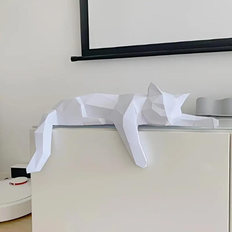 흑백 고양이 조각상 - 기하학적 모던 룸 데코 피규어  - Desk Setup Black 리뷰 및 가격