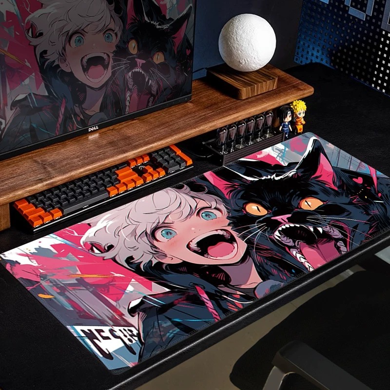 애니메이션 검은 고양이 게임용 마우스 패드 노란색 만화 - Desk Setup Anime 리뷰 및 가격