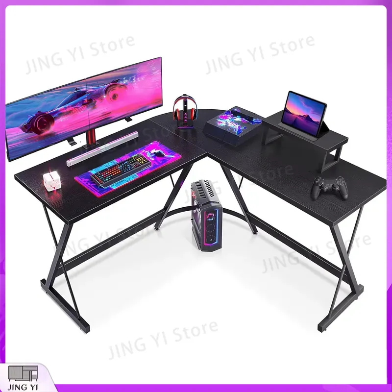 모니터 스탠드가 있는 L자형 게이밍 책상 127x127 - Desk Setup No Computer 리뷰 및 가격