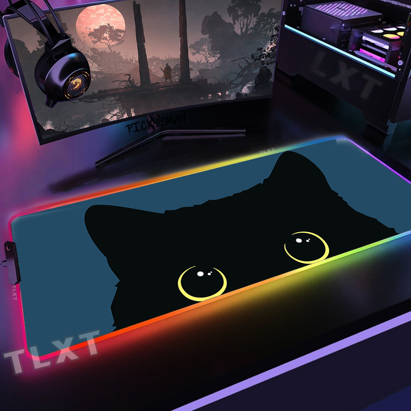 대형 RGB 마우스 매트 귀여운 고양이 게이머 마우스  - Desk Setup Blue 리뷰 및 가격