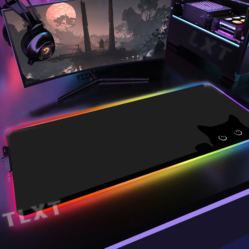 대형 RGB 마우스 매트 귀여운 고양이 게이머 마우스  - Desk Setup Blue 리뷰 및 가격